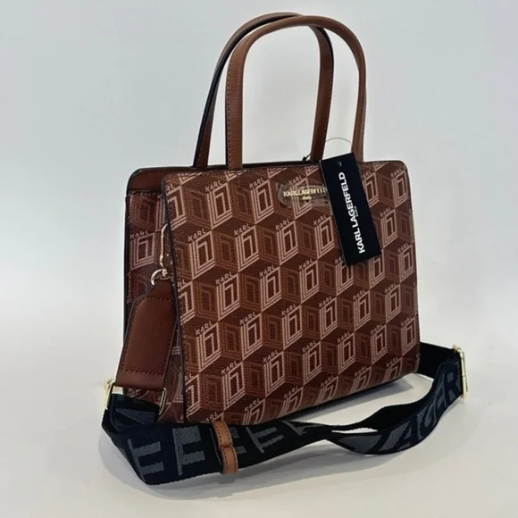 KARL LAGERFELD PARIS Maybelle Zip Top Satchel Shoulder Bag in Brown